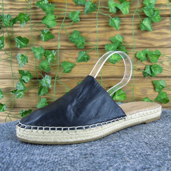 Halogen Women's Mule Espadrille Black Leather Sz 8 Medium Gently Used 2025‎ - Picture 1 of 6